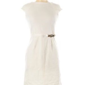 Belted White sheath dress